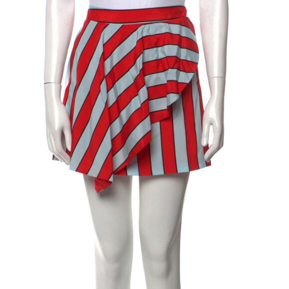 Alice + Olivia Dresses & Skirts - Alice + Olivia Nicky Asymmetrical Mini Skirt, Silk Gray and Red Skirt, Wrap